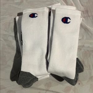 Champion White and Gray Athletic Socks